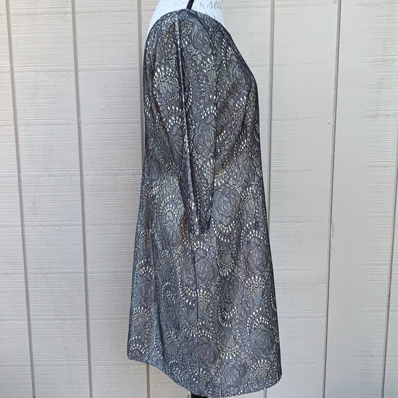 eliza J Metallic Lace Sheath Dress - Gun Metal - Picture 11 of 15